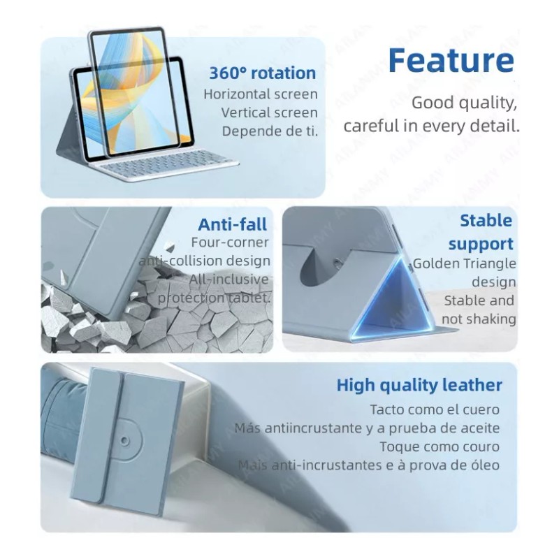 Generic Funda Rotate Teclado+mouse For Lenovo Tab M10 Plus 3rd