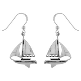 Jewelry Trends Nautical Sailboat Sterling Silver Dangle Earrings