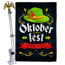 Angeleno Heritage Oktober Fest House Flag Eagle Set Beverages Beer Happy Hour Game Pong Party Ale Lager Craft Decoration Banner Small Garden Yard Gift Double-Sided, Made in USA
