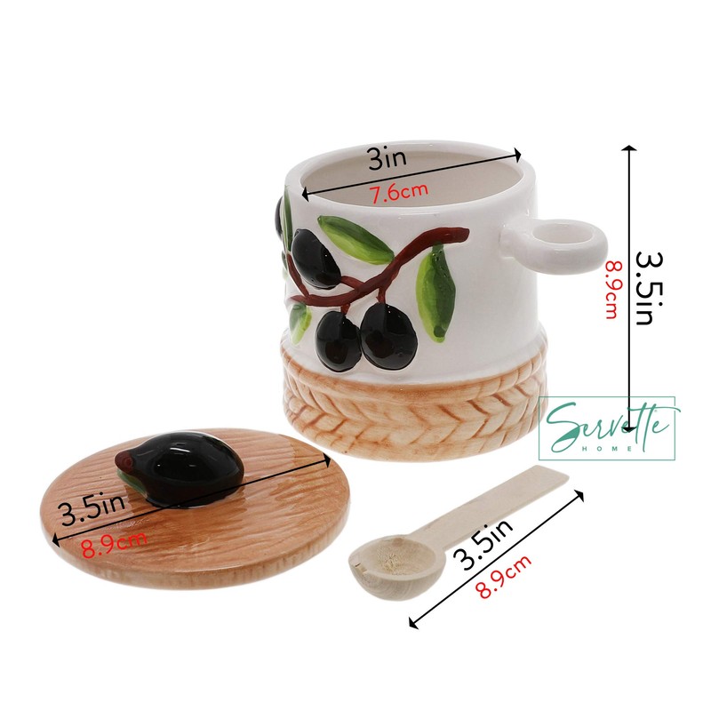 Servette Home Ceramic Olive Sugar Jar - Branch