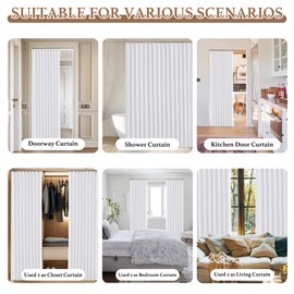 StangH Accordion Closet Curtains for Doorway, Privacy Pleated Folding Curtain Light Blocking Drapes for Bedroom with Tieback and Hooks, Pure White, W38 x L80, 1 Panel
