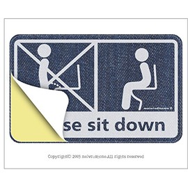 Mavre at Home Sitting Toilet Sticker, No Standing Sit, Sit, Etiquette Sticker (Denim Style)