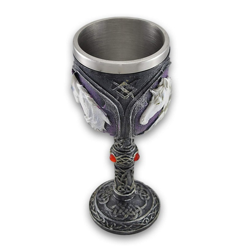 Things2Die4 Everspring Import White Unicorn Head Mug Chalice Goblet 7.5
