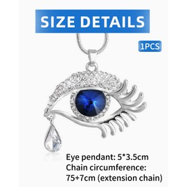 HSIXHAF 2024 Evil Eye Necklace Women Long Chain Bless You with Peace Sad Eye Evil Eye Blue Tears Mysterious Eye with Gift Box Gift for Women and Girls, Stainless Steel