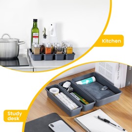 Drawer Organiser Set, Organiser System, Storage Box, 16-Piece Drawer Organiser, Kitchen, 3 Sizes, Adjustable, Non-Slip Organiser Box for Desk, Bathroom, Office, Utensils