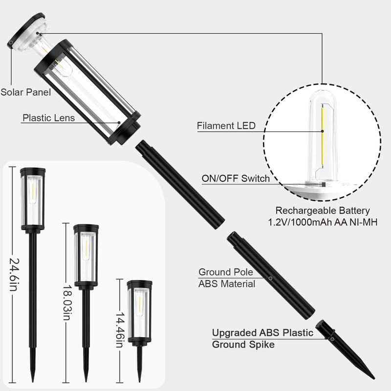 ALFIOT Solar Pathway Lights Outdoor Solar Lights Outdoor, IP65 Waterproof