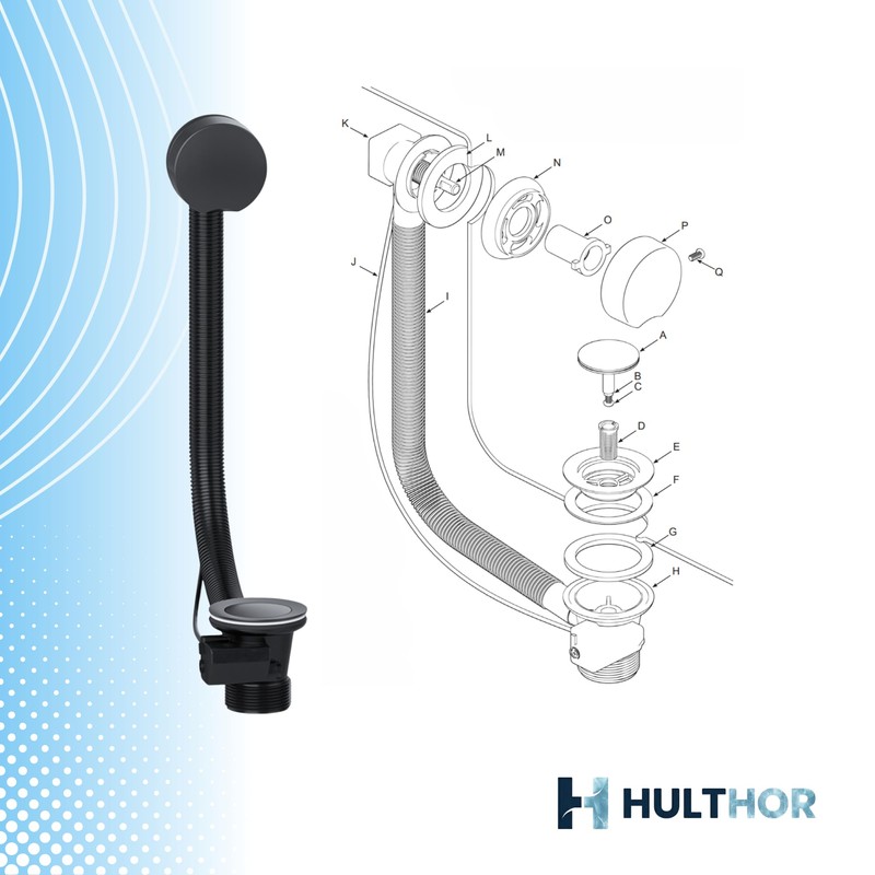 Hulthor Pop-Up Bath Waste and Overflow Kit Matte Black -