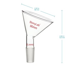 stonylab Glass Oblique Funnel, 60 Offset Borosilicate Glass Powder Funnel Inclined Triangular Funnel with 24/40 Standard Joint for Laboratory Materials Supplementing, 90 mm
