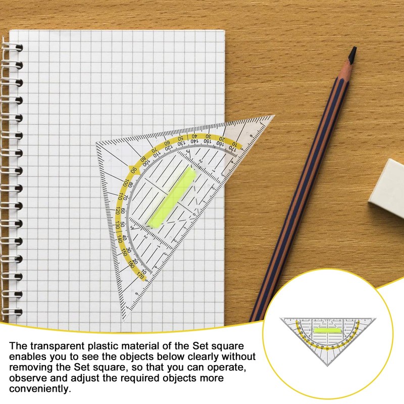 Sporgo Pack of 12 Transparent Plastic Geometry Triangle Protractor with