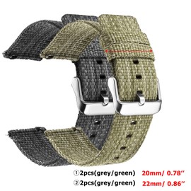 CNYMANY 2 pcs 20mm Canvas Quick Release Watch Band, Universal Ballistic Nylon Woven Loop Replacement Strap Wristband Buckle Fastener Adjustable Closure for Smart-watch Sport Fitness Tracker