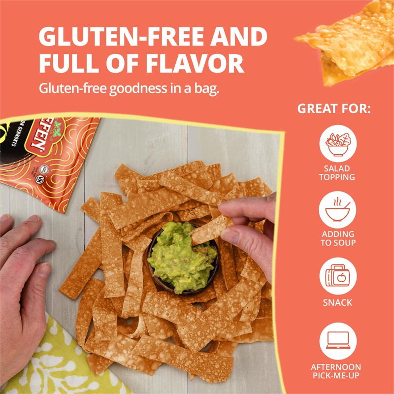 Gefen Gluten Free Wonton Chips, 1oz (6 Pack) Crispy Wonton