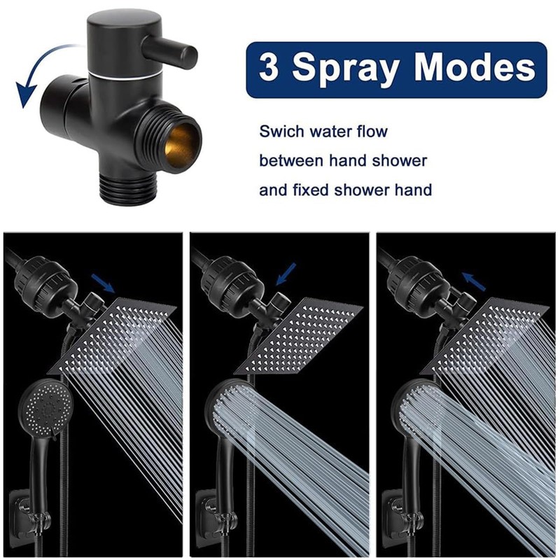 NearMoon Filtered Rain Shower Head, High Pressure 8″Square, and 5