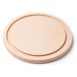 EVERYJOY Round Serving Board Diameter 22 cm Made of Beech Wood for Cutting and Serving (Round, Diameter 22 x 1.5 cm)