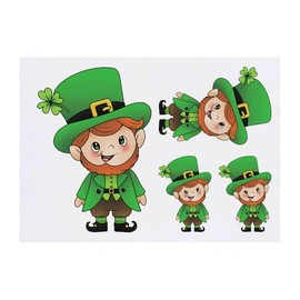 Azeeda 4 x 'Irischer Kobold' Temporäre Tattoos - Wasserfest, Hautfreundlich & Ungiftig · Transfers in Verschiedenen Größen (TO00079896)