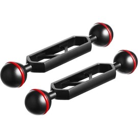 8" Double Ball Aluminum Extension Arm, 1" Ball  Connector Underwater CNC Arm System Ball  Extension for Strobe/Video Light/Diving Camera Tray,  and Rustproof (2pack) - Color: 5" Extension Arm