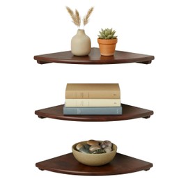 Relaxdays scaffale angolare, HLP: 3 x 18 x 18 cm, Noce, Soggiorno, Decor, Portata 5 kg, sospeso