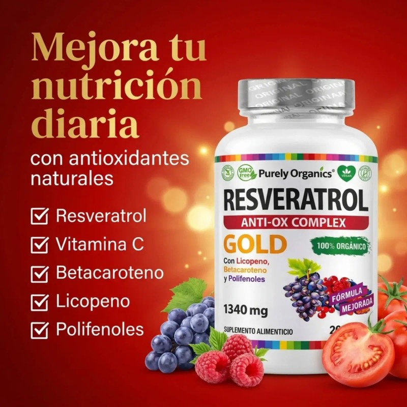 Resveratrol Gold 200 Cápsulas Suplemento Antioxidante Transresveratrol Complejo Antioxidantes Polifenoles