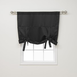 Best Home Fashion Premium Thermal Insulated Blackout Tie-Up Window Shade - Rod Pocket - Black - 42" W x 63" L - (1 Panel)