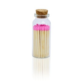 Chandler Studio Safety Matches in Jar - Strike On Bottle Glass Jar 2" Inch Matchsticks (40 Matchsticks Jar, Pink)