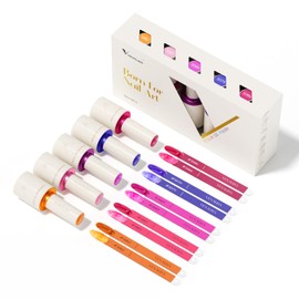 VENALISA 10 ML Jelly Gel Nail Polish Set with DIY Nail tips Kit, 5 Pcs Transparent Yellow Purple Red Gel Polish Color High Gloss Soak Off U V Nail Manicure Salon DIY