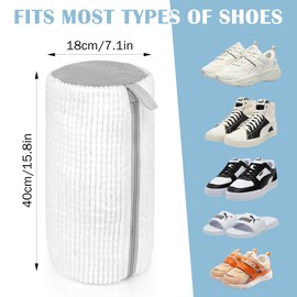 Beifon Shoe Bag Washing Machine Shoe Wash Bag Laundry Bag Laundry Net Shoes Laundry Bag with 360° Cleaning Fluff and Zip Shoe Bag for Washing Machine and Dryer (2 x White)