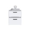 Dyncan Compact White Nightstand with 2 Drawers and Metal Handles