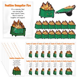Hoteam 15 Set Funny Positive Dumpster Fire Lapel Pins Emotional Support Anxiety Relief Pins Positive Card for Coworker Employee