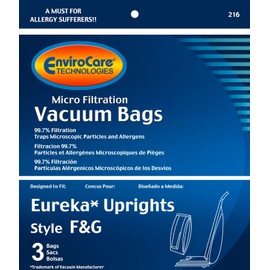EnviroCare Replacement Micro Filtration Vacuum Bags Designed to Fit Eureka F&G Uprights 3 Pack
