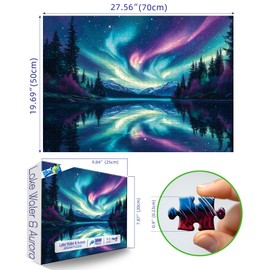 Blueforest 1000 Piece Puzzles for Adults, The Lake Water & The Arctic Aurora Puzzle for Adults, Hard Challenge Art Jigsaw Puzzles, for Gifts Birthday Party Games Family, 27.5 * 19.7 inch Dust Free