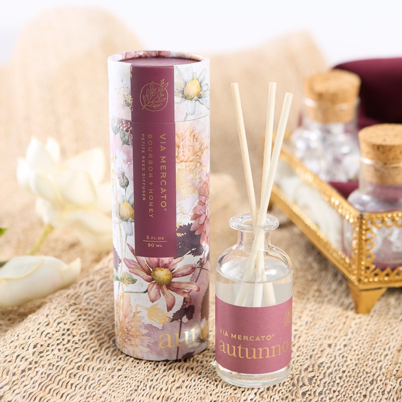 Via Mercato Autunno Reed Diffuser Home Air Freshener, Bourbon &