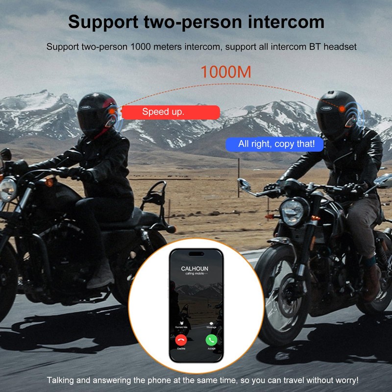 Docooler Motorcycle Intercom Helmet BT Headset Compatible with a Variety