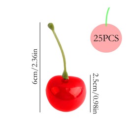 GroveEss 25Pcs Fake Cherry,Artificial Cherries Fruit Decoration,Lifelike Red Black Cherries Models DIY Craft Accessories for Home Restaurant Party Decor Christmas Display Learning Tools Stage Props