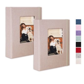 Cherrich Small Photo Album 4x6, Pack of 2 Linen Cover Mini Photo Book, 26-Page Holds 52 Pictures, Art Presentation or Postcards Storage for Baby, Wedding