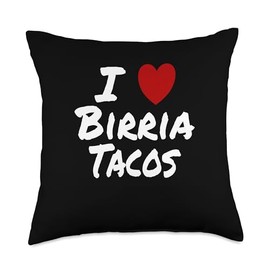 I Heart (Love) Birria Tacos Mexican Favorite Food Dinner Throw Pillow