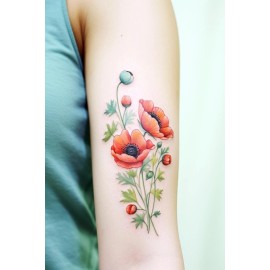 TattooIcon Poppy Flower Tattoo - Poppy Flower Temporary Tattoo