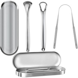 Raspador de Lengua de Acero Inoxidable, 3 Piezas Limpiador de Lengua, Limpia Lengua para Niños y Adultos, Cepillo de Lengua de Acero Inoxidable para la Higiene Bucal,Raspador de Lengua