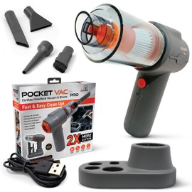 Pocket Vac PRO Handheld Vacuum and Docking Station, Compact Wireless Vacuum Cleaner, Lightweight Powerful for Home Kitchen Car Corner Upholstery Pet Hair Dust Crumbs Cleaning