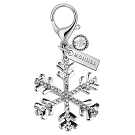 MONNEL MC364 Little Crystal Snowflake Lobster Clasp Charm for Women with Velvet Bag (White,1 Piece)