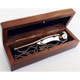 Bosun Brass Copper Marine Call Whistle with Wooden Box A
