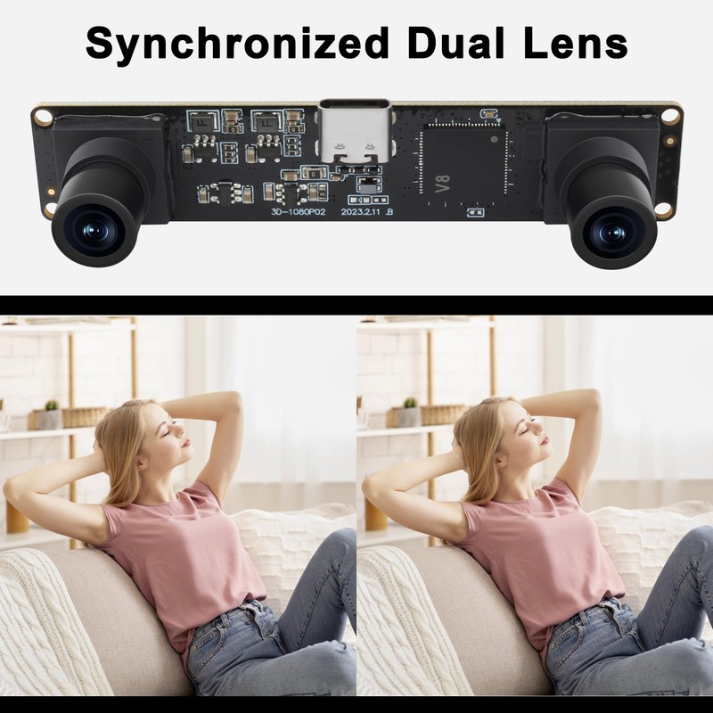 Hotpet 3D Stereo Dual Lens USB Camera Module, 1080P 60fps,