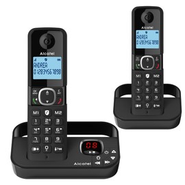 Alcatel F860 Voice Duo - Cordless Phone with answering machine and 2 Handsets - Landline Home Phones - Call Blocking Telephones