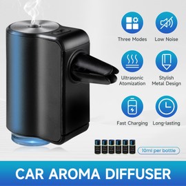 Featwell Car Air Freshener, Air Freshener Diffuser Three Adjustable Modes, Aromatherapy Machine Rechargeable (Black)