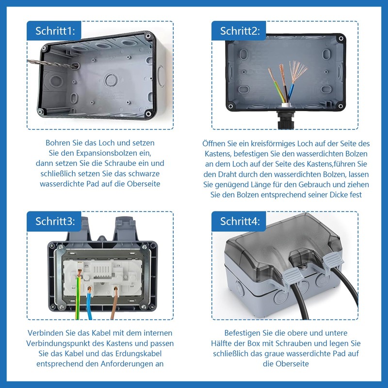 Marscharm Outdoor Socket 2-Way Waterproof Socket IP66 with Switch Indicator