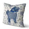Kelly Stevens-McLaughlan, Happy Blue Foo Dog Chinoiserie on Cream Cushion