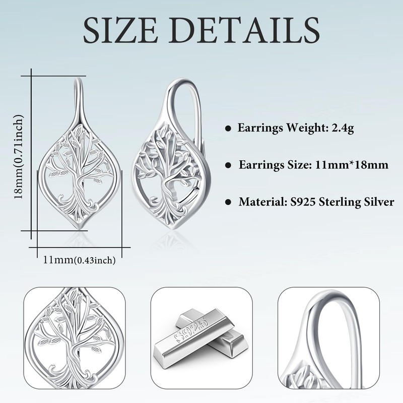 Aniu Tree of Life Earrings S925 Sterling Silver Family Tree