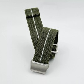 Seals Watch Company New No Pass, Diver Elastic Watch Strap Band Belt in 22mm - Army Green with White