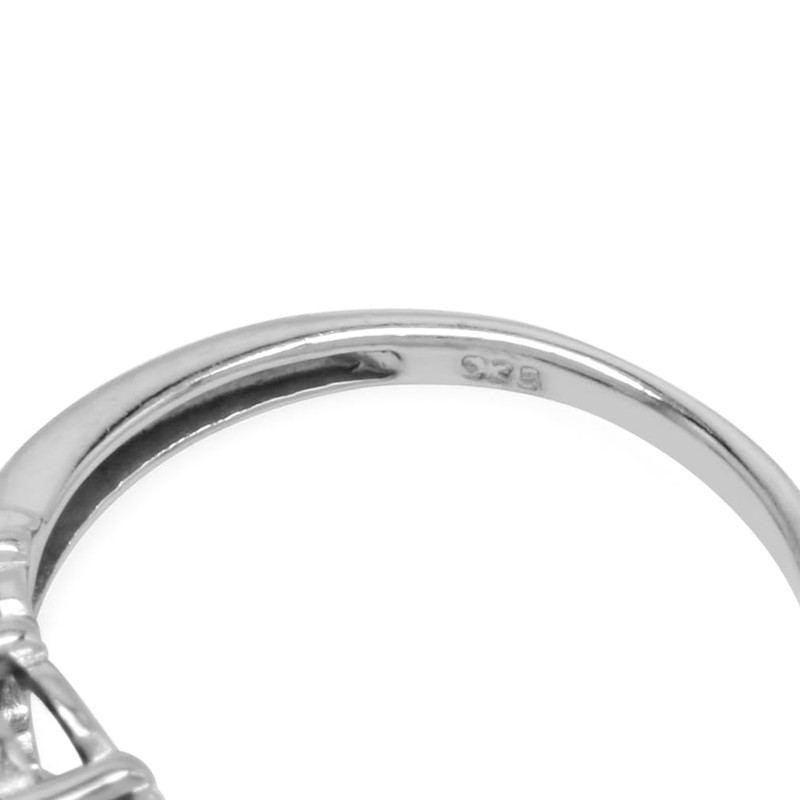 Silvershake 3-Stone Oval Shape Birthstone Gemstone White Gold Plated or