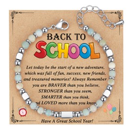 AryaHozel Back to School Bracelet, Back to School Gifts for Students College Middle High School Girls Back to School Supplies Stuff First Day of Kindergarten Bracelet 1st Day of School Bracelet