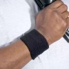 Chill-Its Black Cotton Wrist Sweatband for Active Use - Thick