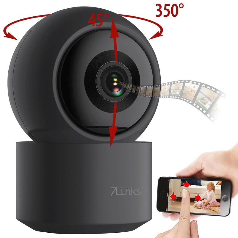 7links Indoor Surveillance Camera: 2K Pan-Tilt Surveillance Camera with Wi-Fi,